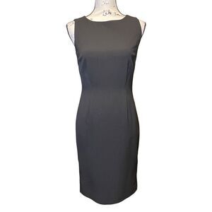 NWT Calvin Klein Black Sleeveless‎ Sheath Dress with gold chain detail, Size 2